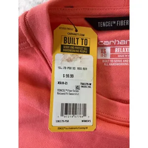 Carhartt Womens Tencel Fiber Series‎ Relaxed Fit Sweatshirt TS6179-W Coral XS thumbnail 4