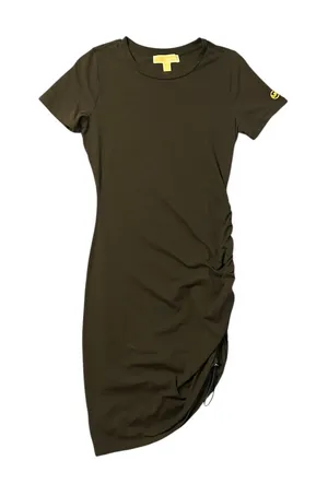 Michael‎ Kors Black Ruched Side Drawstring T-Shirt Dress MK Logo thumbnail 1