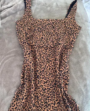 H&M Cheetah animal print square neck mini dress thumbnail 1