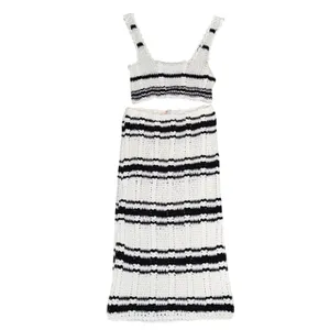 Free People Beach Crochet Set Women Medium Ivory Black Good Striped 2-Piece thumbnail 3