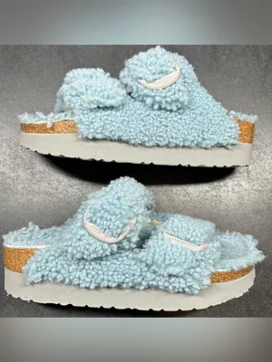 Birkenstock Papillio Size 38 (7.5-8) Arizona Eva Big Buckle Blue Teddy Sandals thumbnail 2