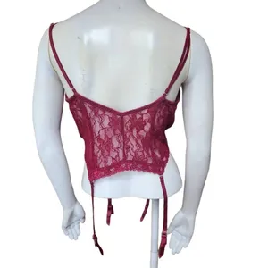 Frederick's of Hollywood Red Floral Lace Lingerie with Garter Clips (M) thumbnail 4