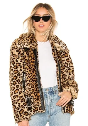 Blank NYC Note To Self Animal Print Faux Fur Jacket XS NEW Tags Mob wife thumbnail 1