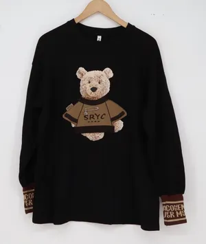 VVS Fashion Top Womens XL SRYC Teddy Bear Graphic Black Long Sleeve Excellent thumbnail 1