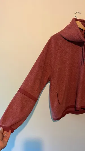 Nike Women’s Sherpa Fleece Mock Neck Sweatshirt Maroon Red Pullover Size XL thumbnail 5