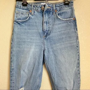 Zara Light Wash High Rise Skinny Distressed Jeans‎ relaxed size 2 thumbnail 2