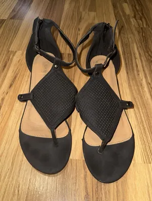 Catherine Malandrino Romy Black Wedge Thong‎ Sandal Size 10 thumbnail 1