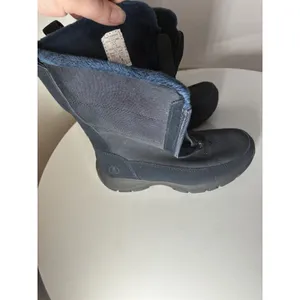 Lands' End women's Blue Faux Fur mid-calf winter boots Top Zip Up Snow Size 6B thumbnail 3