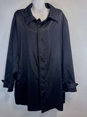 Lauren Ralph Lauren Womens‎ Black Trench Coat Hidden Button Rain Jacket Large thumbnail 1