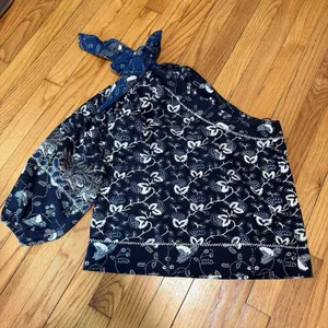 Ulla Johnson Asima One Shoulder‎ Blue Floral Bow Blouse Size 0 thumbnail 3