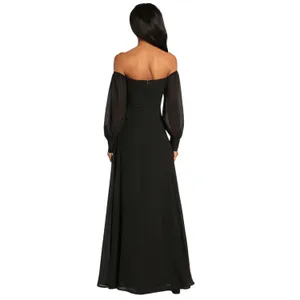 Lulus Feel the Romance Black Off-the-Shoulder Maxi Dress size Large NWT thumbnail 4