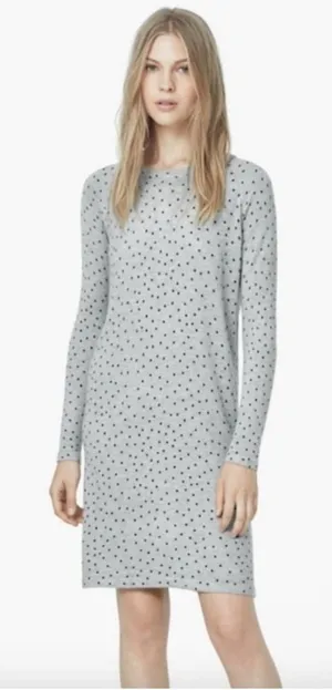 MANGO Gray and Black Polka Dot Sweater dress Size M thumbnail 1