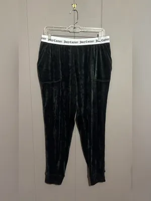 JUICY COUTURE Black Velour Joggers with Logo Waistband and Rhinestone Back thumbnail 2
