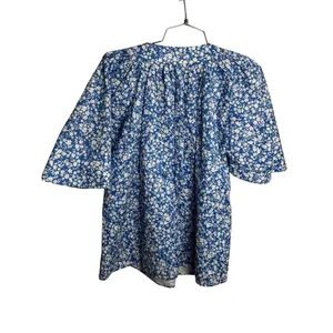 Tuckernuck x Cameran Eubanks Finley Flutter Sleeve Top in blue floral XS thumbnail 3