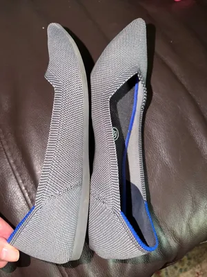 Rothy's Pointed Knit Flats in Navy and White Herringbone thumbnail 5