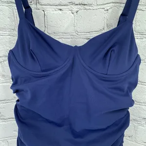 SKIMS Sculpting Ruched One-Piece Women's L Midnight Blue Swim Dress Vacation thumbnail 2