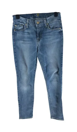 7 For All Mankind Womens Cropped Skinny Jeans Size 25 Denim USA Made thumbnail 1