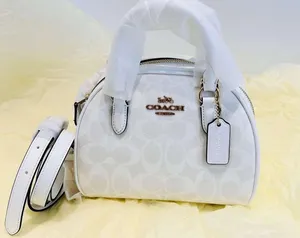 Coach Sydney Satchel In Signature Canvas Chalk/Glacier White NWT CA591. thumbnail 6