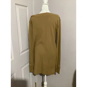 Free People Beach Walk About Stretch Mini Dress Long Sleeve Ribbed Mustard S thumbnail 3