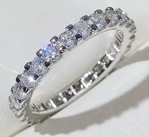 Elegant Thin Silver Color Band with Shiny Cubic Zirconia band 6 thumbnail 1