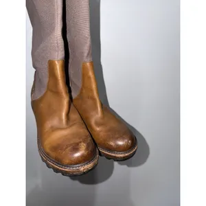 Women's 9.5 Sorel Cool Canvas Boots Brown Leather Knee High Wedge Side Zip Tall‎ thumbnail 4
