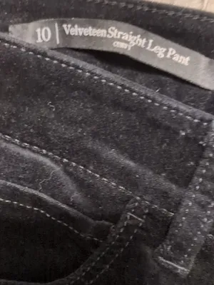 Talbots Black Velveteen Curvy Straight Leg Pants Size 10 thumbnail 3