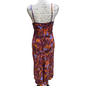 Roller Rabbit‎ Womens Purple Orange Abstract Floral Viscose Midi Slip Dress M thumbnail 4