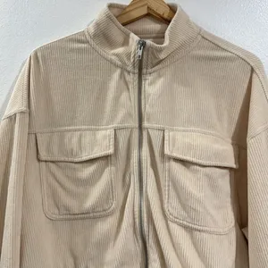 Aerie Groove-On Velour Crop Jacket in Soft Oat EUC thumbnail 3