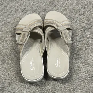 Clarks Arla Wave Slide Sandals Womens 9 Tan Beige Strappy Adjustable Slip On thumbnail 5