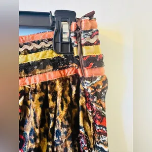 Chandry Kc Boho Velvet Animal Print Midi Skirt Nwt! Fall Style thumbnail 7