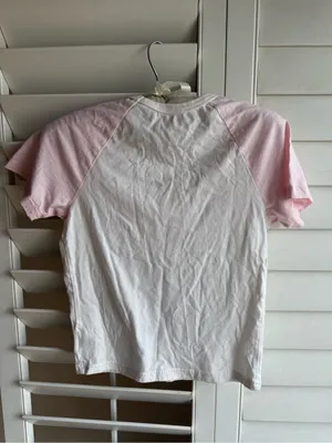 Dairy Boy Pink & White Raglan Graphic baby tee sz S thumbnail 3