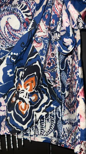 Zara beaded printed wrap skirt blue thumbnail 4