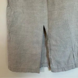 Ann Taylor Women's Small 100% linen natural beige skirt midi slit‎ thumbnail 2