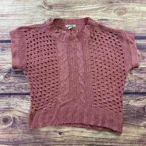 Love Change Women's Sweater Shirt XL Dark Pink Knit Short Sleeve Top thumbnail 1