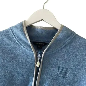 Lands’ End ¼ ZIP Fleece Blue Gray Long Sleeves Soft Cozy Unisex Jacket 3X #1308 thumbnail 2