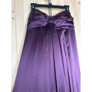 NWT Lulus Memorable Entrance Dark Purple Strapless Satin Maxi Dress Banquet Sz L thumbnail 3