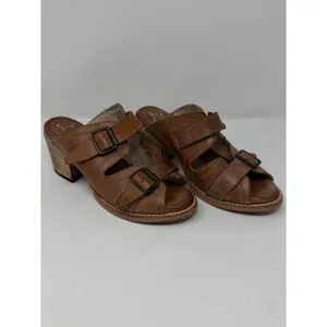 Freebird Caprice Leather Buckle Slide Mule Sandal Cognac Brown Boho Women Size 8 thumbnail 2