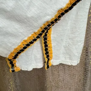 Free People Black Yellow Ivory Bora Bora Racerback Crochet Linen Blend Trim Tank thumbnail 6