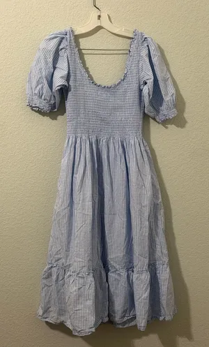 HILL HOUSE Blue Gingham Print Louisa Nap Dress Size Small thumbnail 1