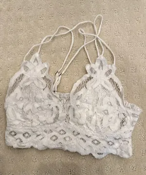 Free People FP One White Crochet Lace Bralette Halter Festival Boho XS thumbnail 1