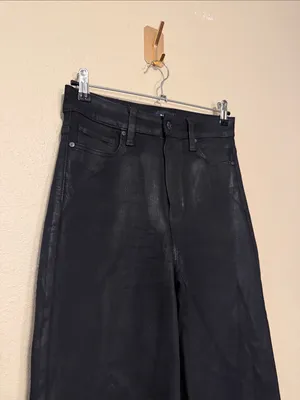 PAIGE Aneesa Coated Black Wide-Leg Pants Size 27 thumbnail 4