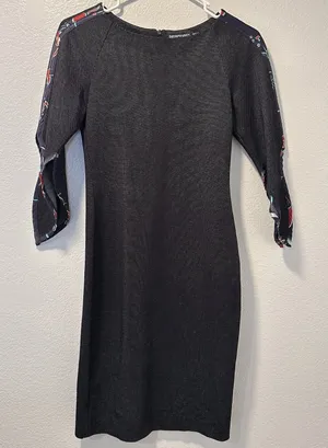 Emporio‎ Armani Size-38 US-2 Women's Dress Black Knit Petal 3/4 Sleeve thumbnail 1