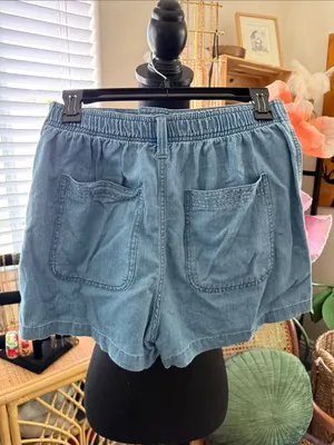 Madewell Camp Blue Chambray High Rise Preppy Resort Montauk Denim Shorts thumbnail 2