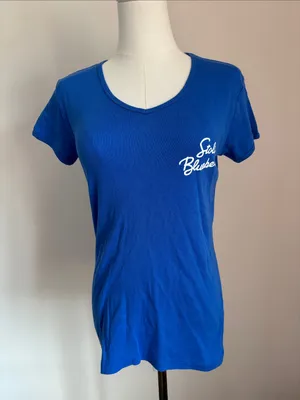 Bella Royal Blue V-Neck Short Sleeve Tee with White Script Stoli Blueberi thumbnail 1