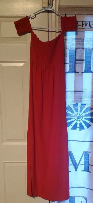 La Gypsy Women's Red Off-Shoulder Smocked Maxi Dress thumbnail 1