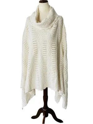 VINTAGE ETC. Crochet Cowl Neck Poncho thumbnail 3