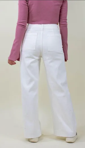 Grey Bandit MIOU MUSE White Wide Leg Denim Pants thumbnail 2