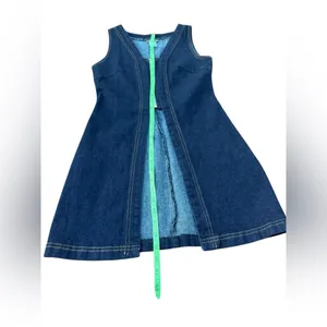 Vintage 90s Y2K Fetish Dark Blue Denim Zip Front Longline Top Size Small thumbnail 4