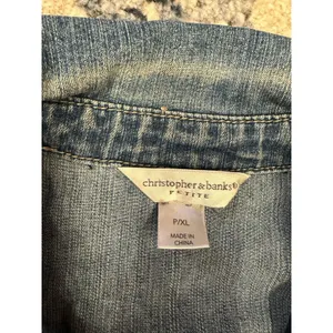 Christopher & Banks Denim Jean Jacket Women’s XL Petite Clear Rhinestone Buttons thumbnail 4