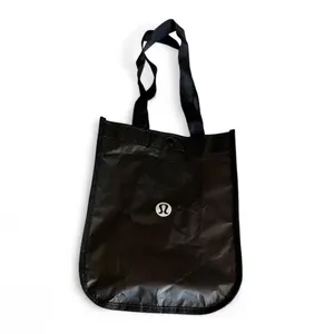 NWOT lululemon Black White Reusable Tote Gym Shopping Bag thumbnail 2